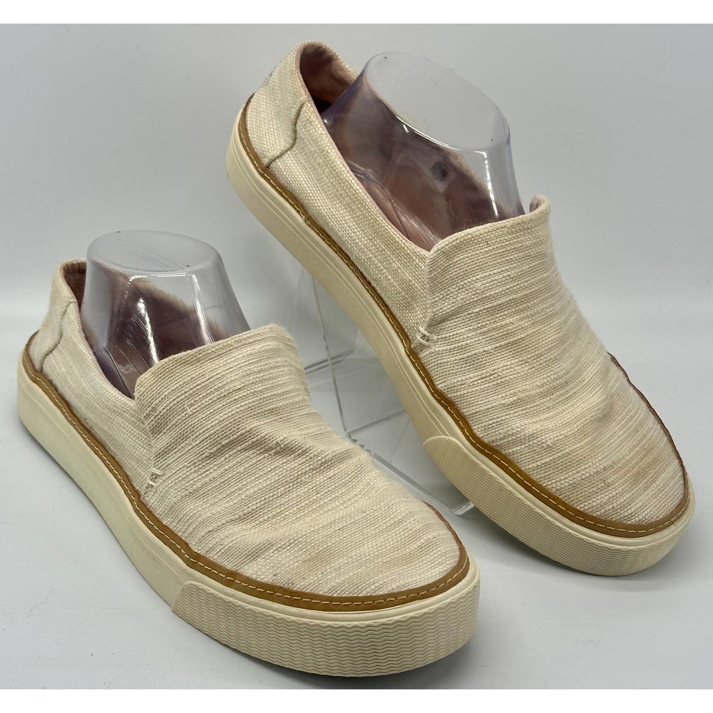 Toms Women's Ivory Woven Canvas Loafer Shoe sz 10 (S1769)